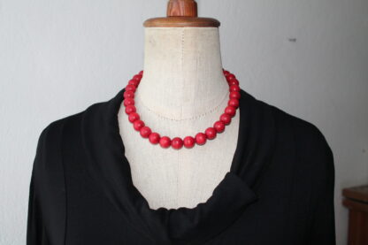 Červené dřevěné vintage korále - Image 3